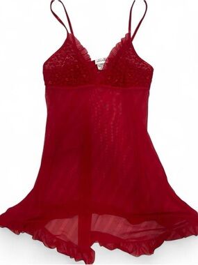 Arianne Red Lace & Sheer Chemise